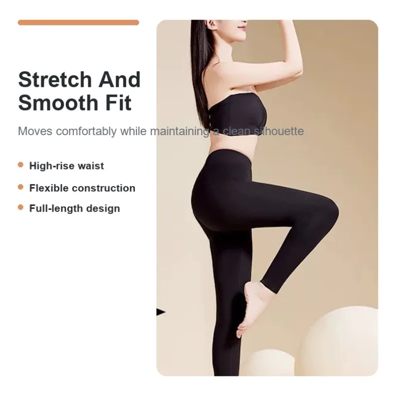 Stretch and smooth fit of women's black winter leggings 8882