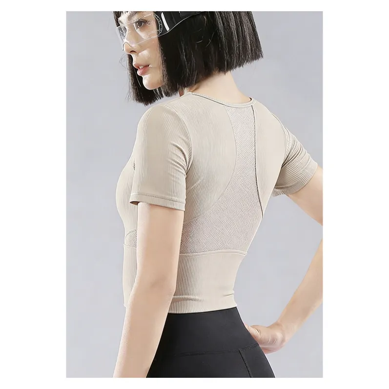 24027 Yogaware sportsware apparel vest series short sleeves mesh short sleeve top (29)