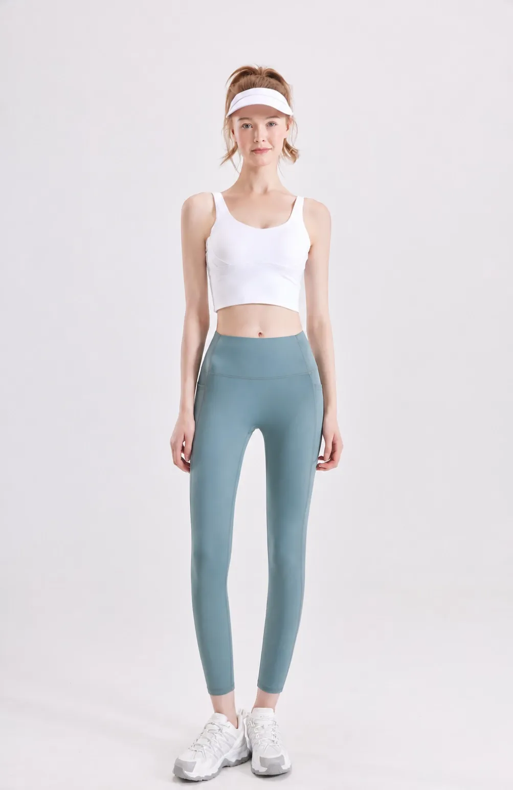 Blue Green women's high-waisted pocket yoga leggings 25003