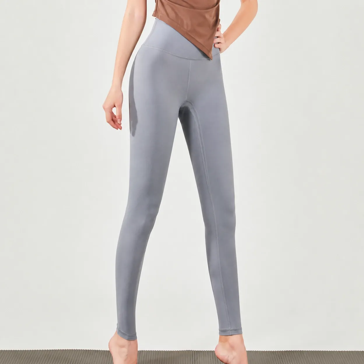 Women's Y23002 Rhino Gray high-waisted yoga leggings