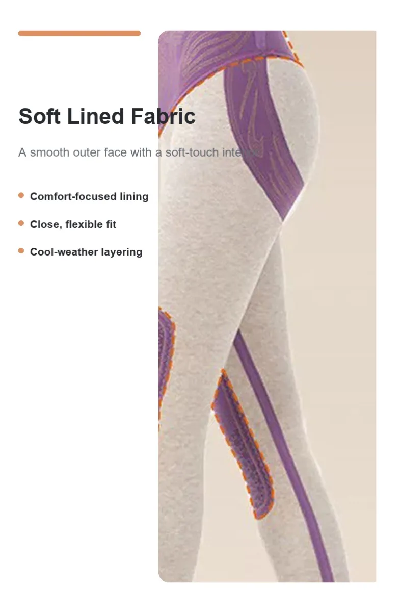Soft fleece inner fabric detail of thermal leggings 8882