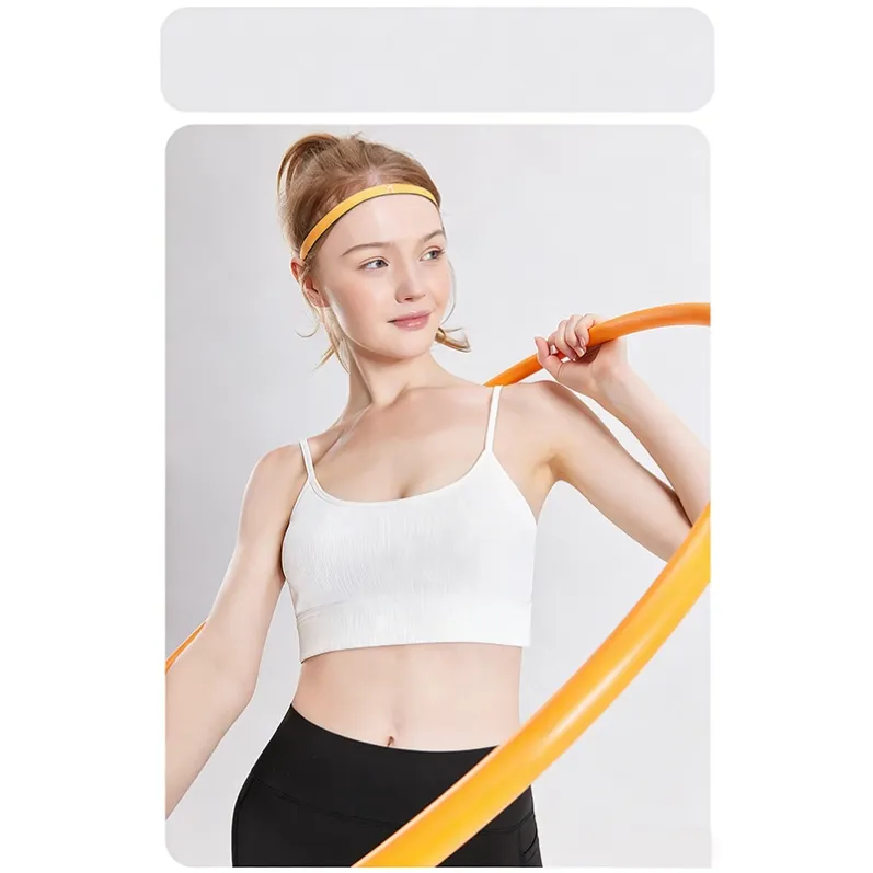 GENY YOGA 25002 white ribbed U-neck yoga camisole with built-in semi-fixed cups