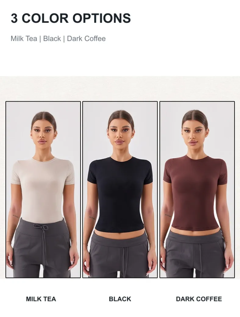 Milk tea black and dark coffee color options for GENY YOGA 25070 top