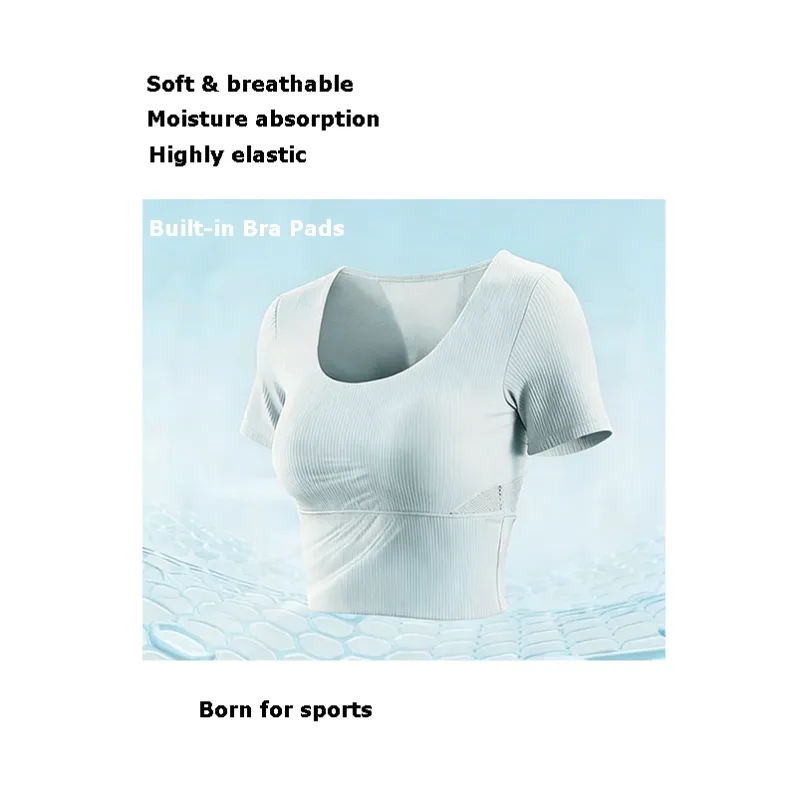 24027 Yogaware sportsware apparel vest series short sleeves mesh short sleeve top (27)
