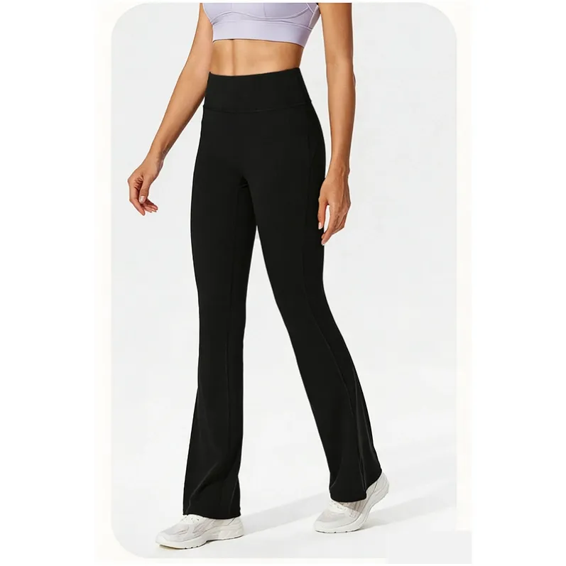 Women's Midnight Black no-front-seam flare yoga pants 25005