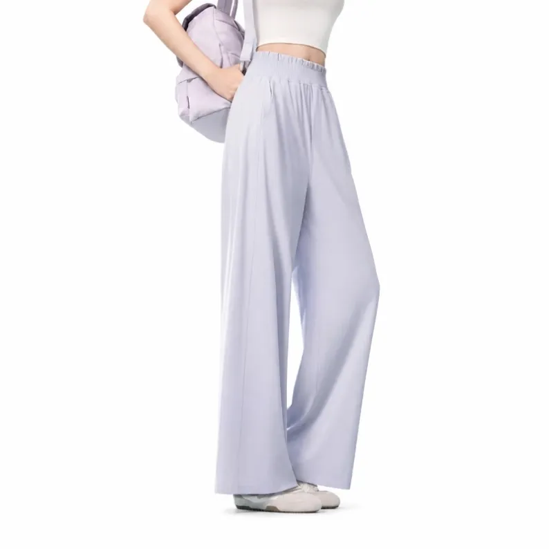 GENY YOGA 26059 women's purple cooling bubble-waist straight-leg pants