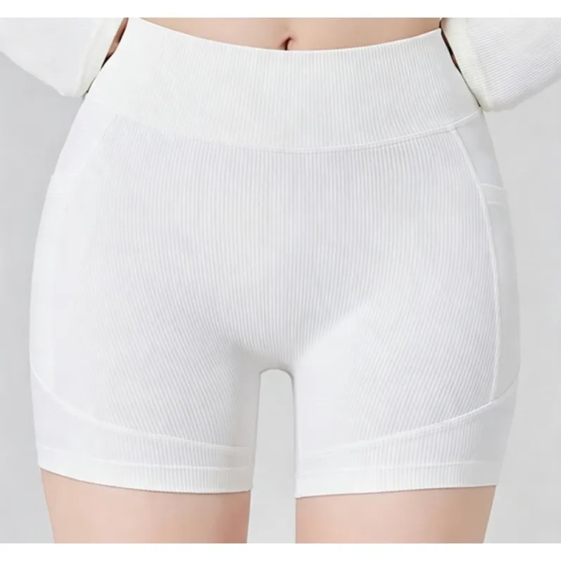 Off-White women's high-waisted yoga shorts style 25032 front view