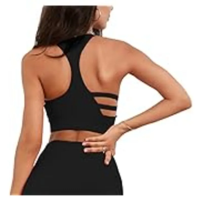 GENY YOGA 260803BL black adjustable zip-front high-support sports bra adjustable underbust back detail