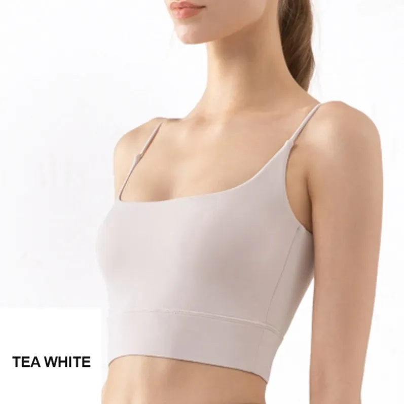 GENY YOGA 2222 tea white seamless thin-strap yoga camisole