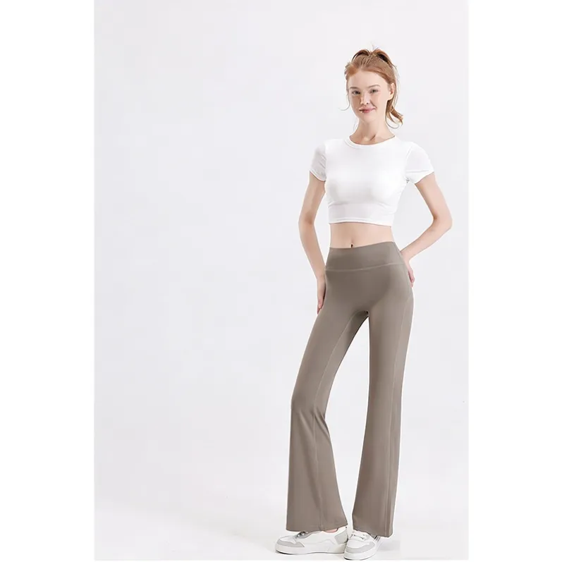 GENY YOGA 25005 Elephant Grey high-waisted micro-flare yoga pants