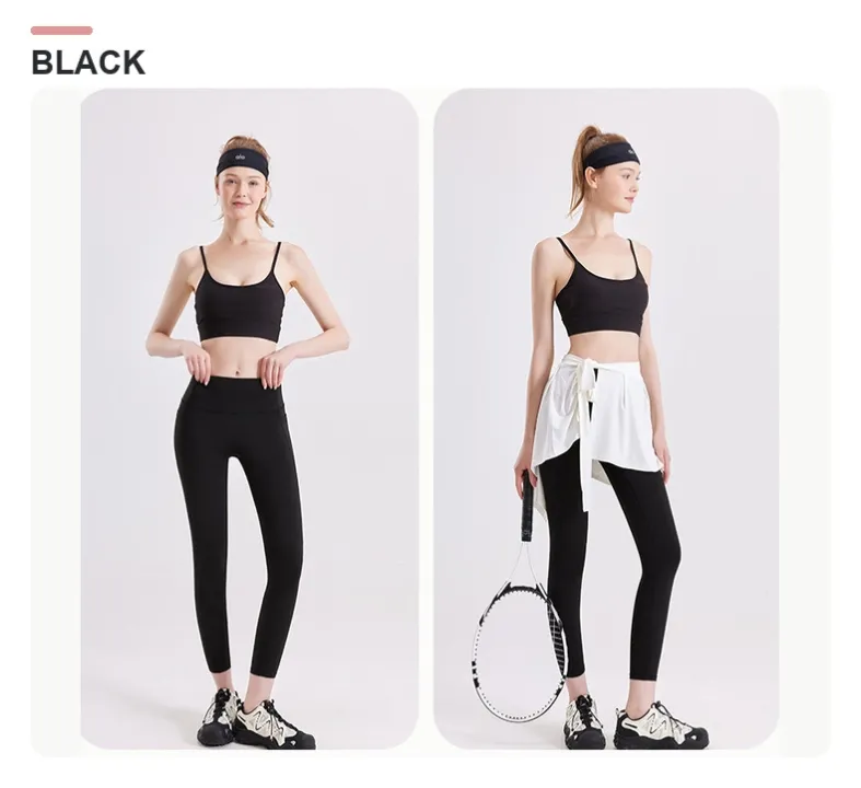 Midnight Black high-waisted pocket yoga leggings model 25003