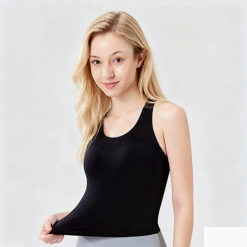 Women's longline racerback sports bra tank top with built-in cups 25016