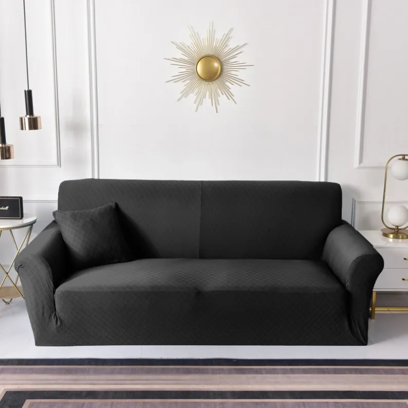 Black diamond jacquard sofa cover