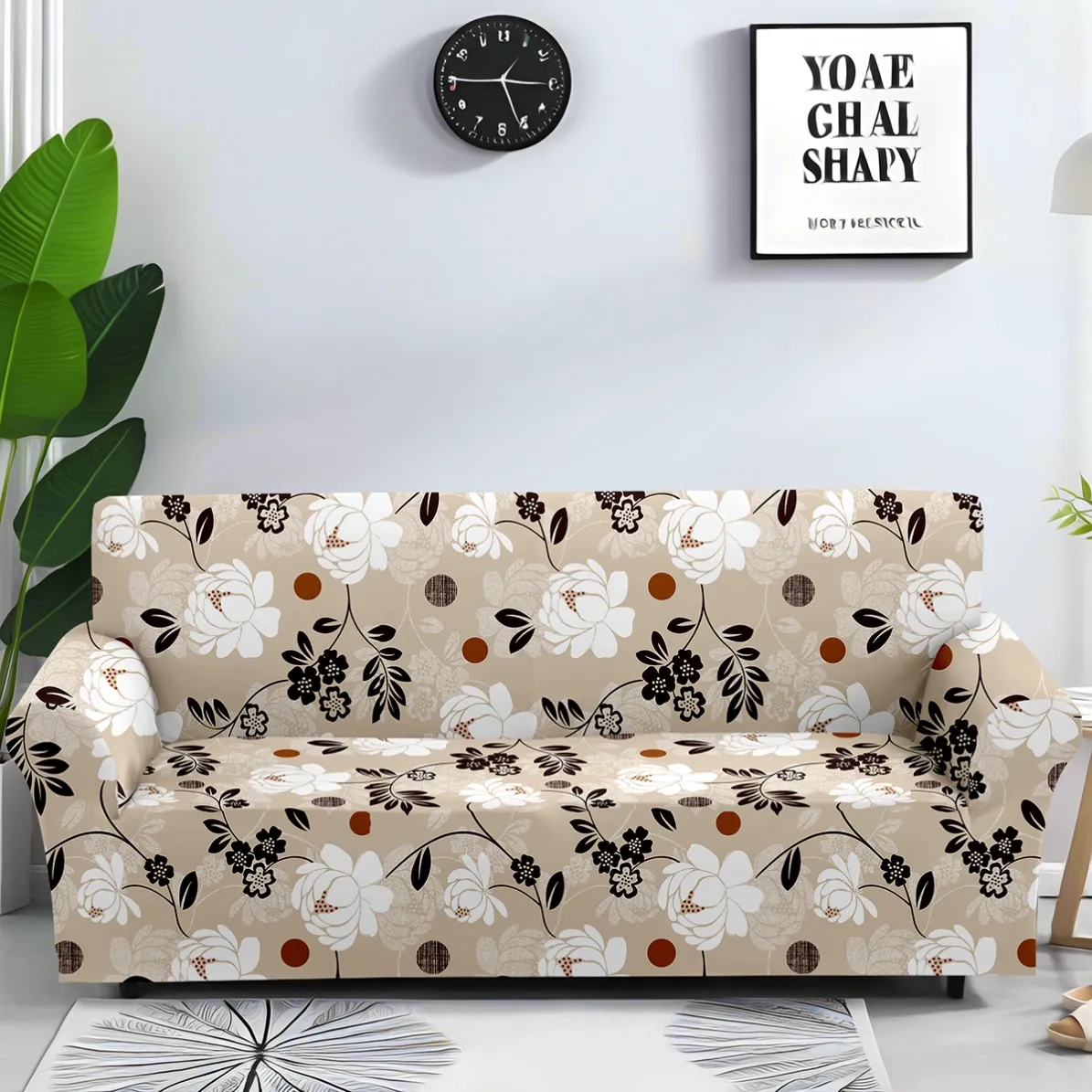 Stretch sofa cover with custom print