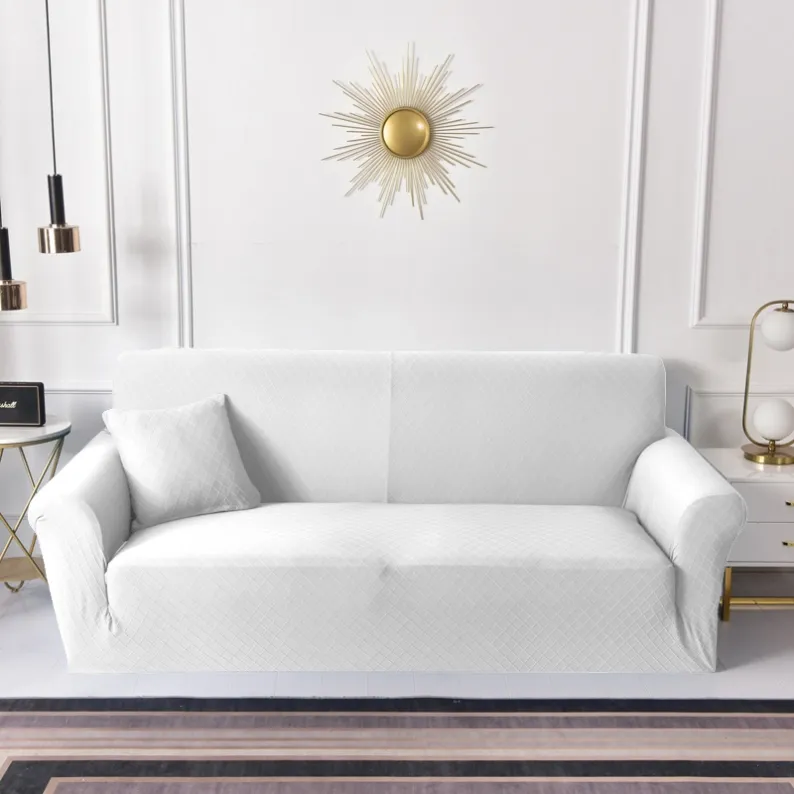 White diamond jacquard sofa cover