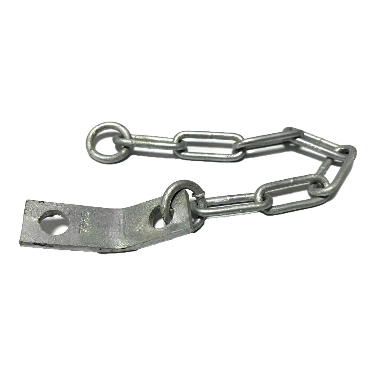 Hot dip galvanized DIN763 long link chain fitted with a container bracket