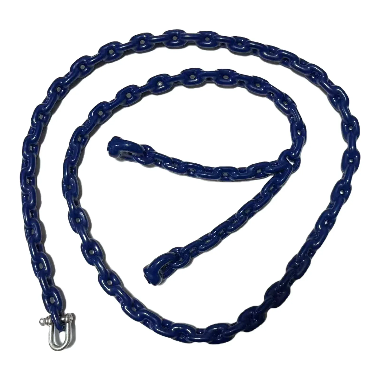 PVC coated swing chain coiled with galvanised shackle at one end