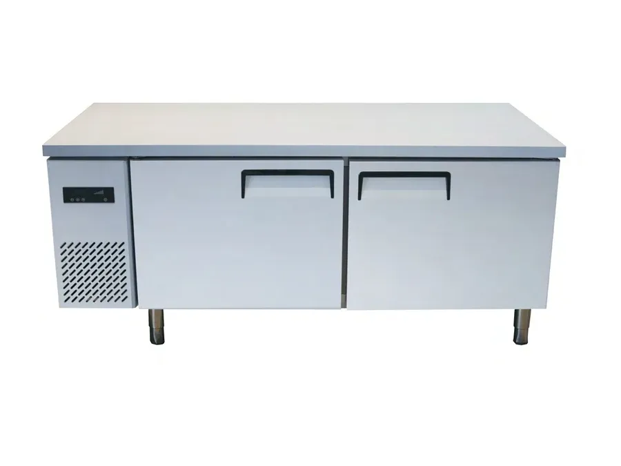 Stainless steel double door worktop refrigerator 1800mm with under counter chilled storage