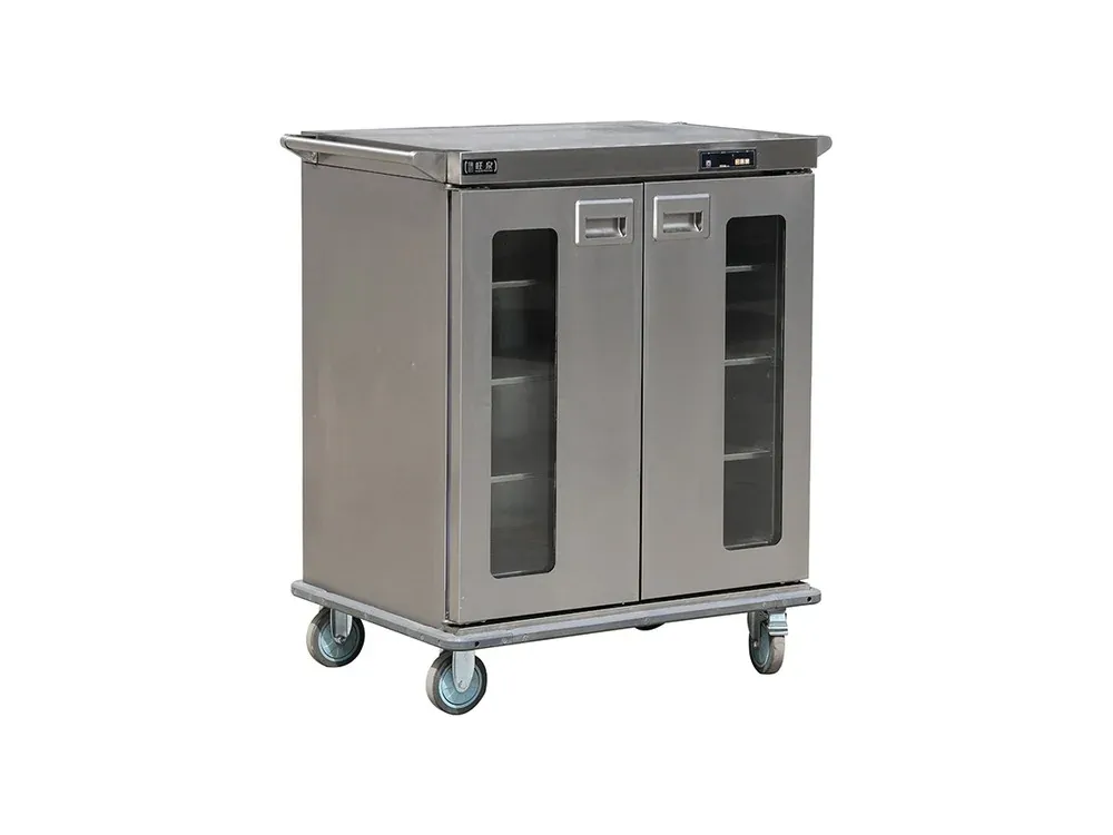Double door electric rice steamer with 24 horizontal trays in stainless steel