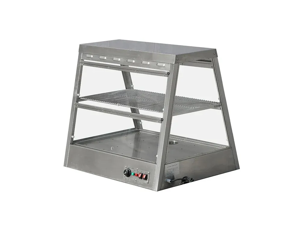 Three tier commercial countertop display warmer glass front hot food display