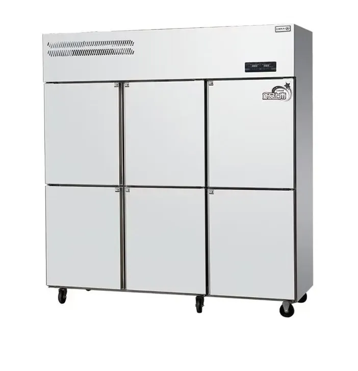 Commercial six-door upright refrigerator freezer 1800mm stainless steel