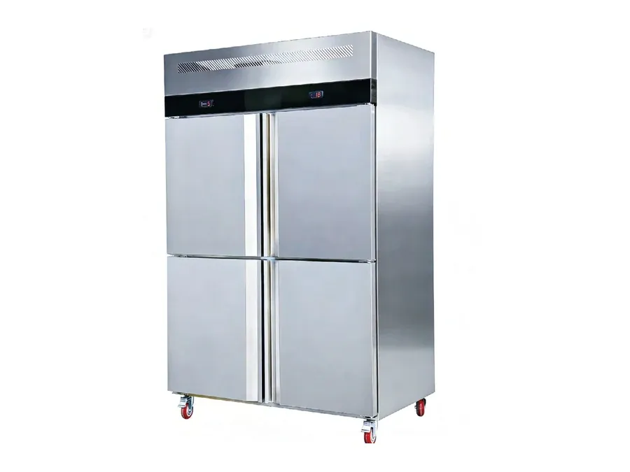 Commercial four-door upright refrigerator 1200mm stainless steel with electronic control