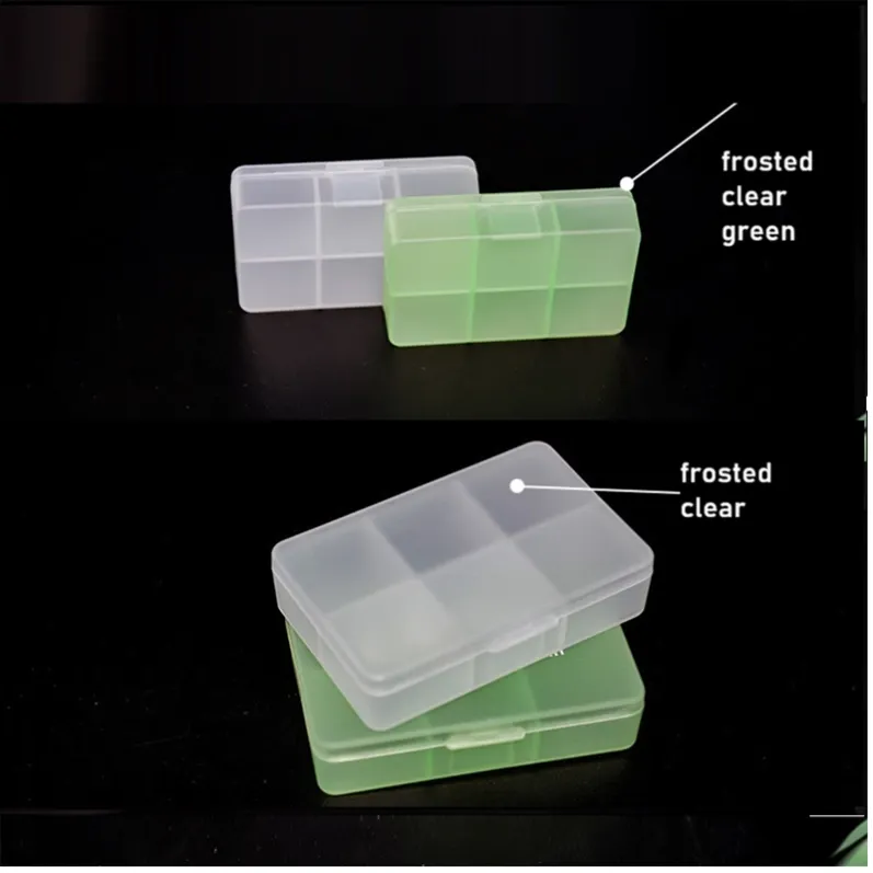 Frosted Clear and Green Portable 6-Compartment Pill Organizer