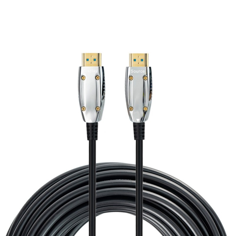 Silver Screw-Secured HDMI Active Optical Cable