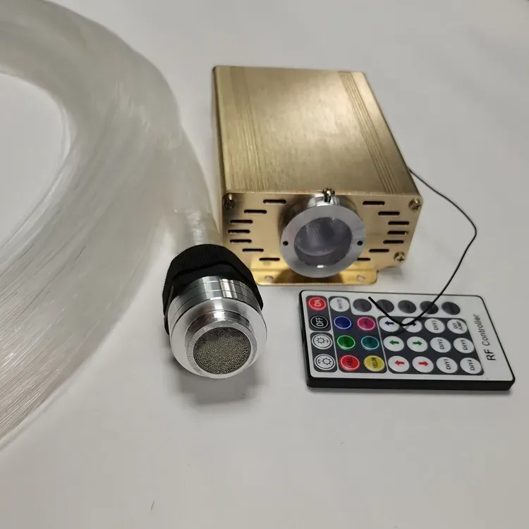 End-glow fiber roll paired with RGBW LED illuminator and remote control