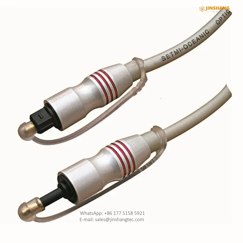FEV-FO514 Silver Toslink Optical Audio Cable with Retention Leads for Digital Optical Audio Links