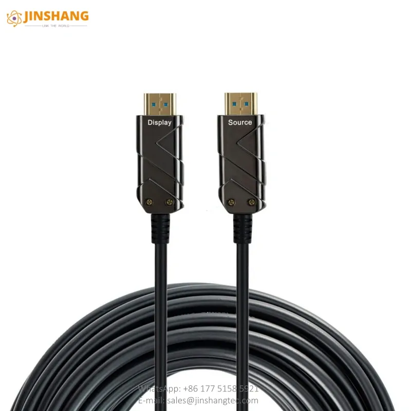 Rugged Screw-Secured Black HDMI Active Optical Cable