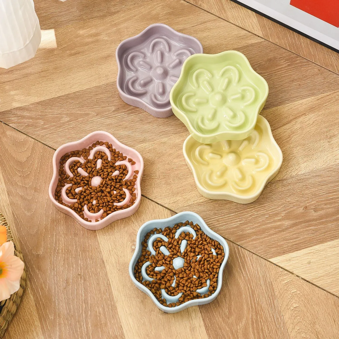 Flower Slow-Feeder Ceramic Bowl - photo 3