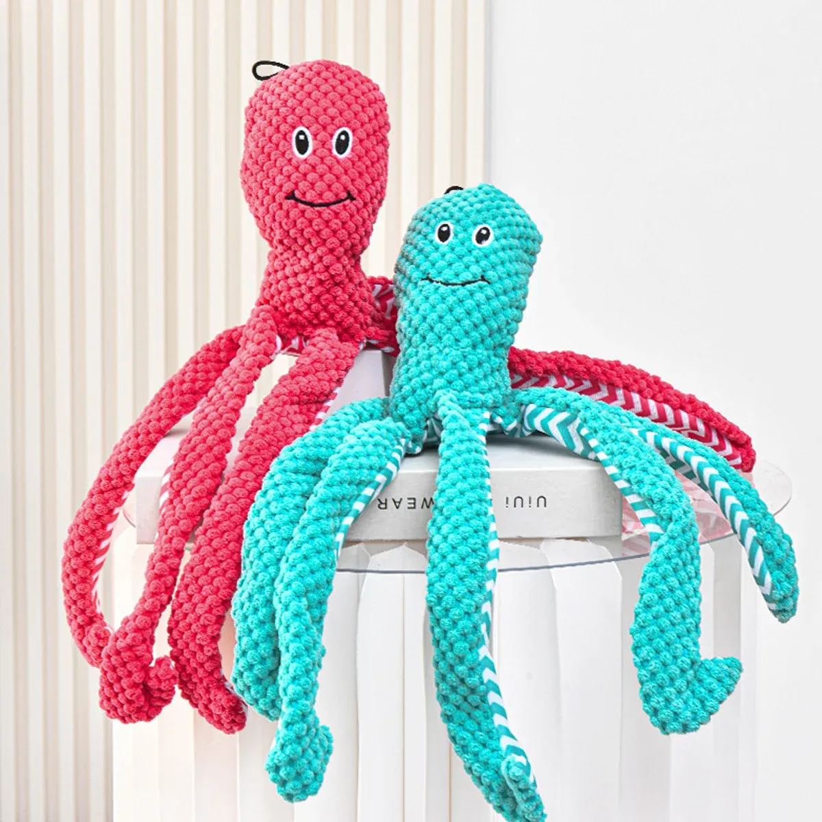Corn Velvet Striped Octopus Plush Dog Toy wholesale from Lanshine Pet