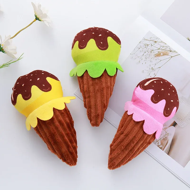 Printed Ice Cream Cone Plush Dog Toy wholesale from Lanshine Pet
