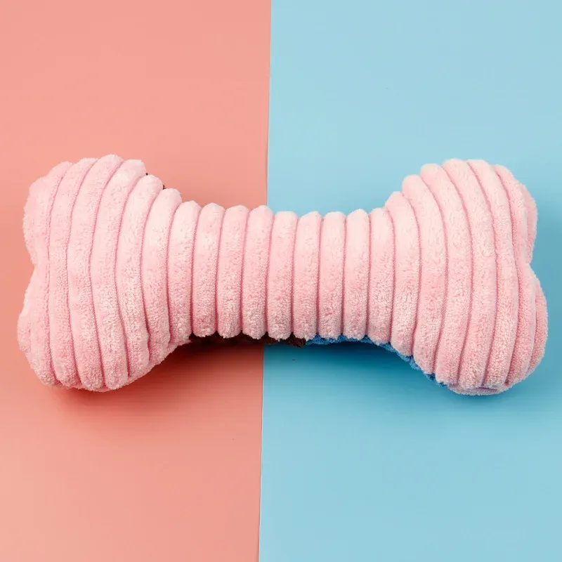 Corded Colorblock Bone Plush Dog Toy - photo 2