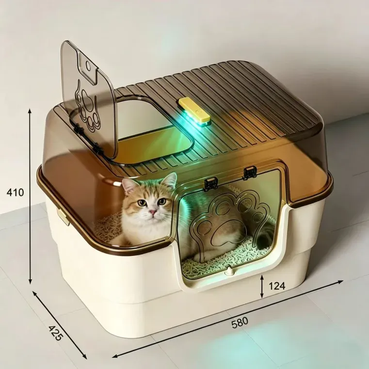 60cm Gradient Bathtub Litter Box – Transparent Lid wholesale pet product from Lanshine Pet