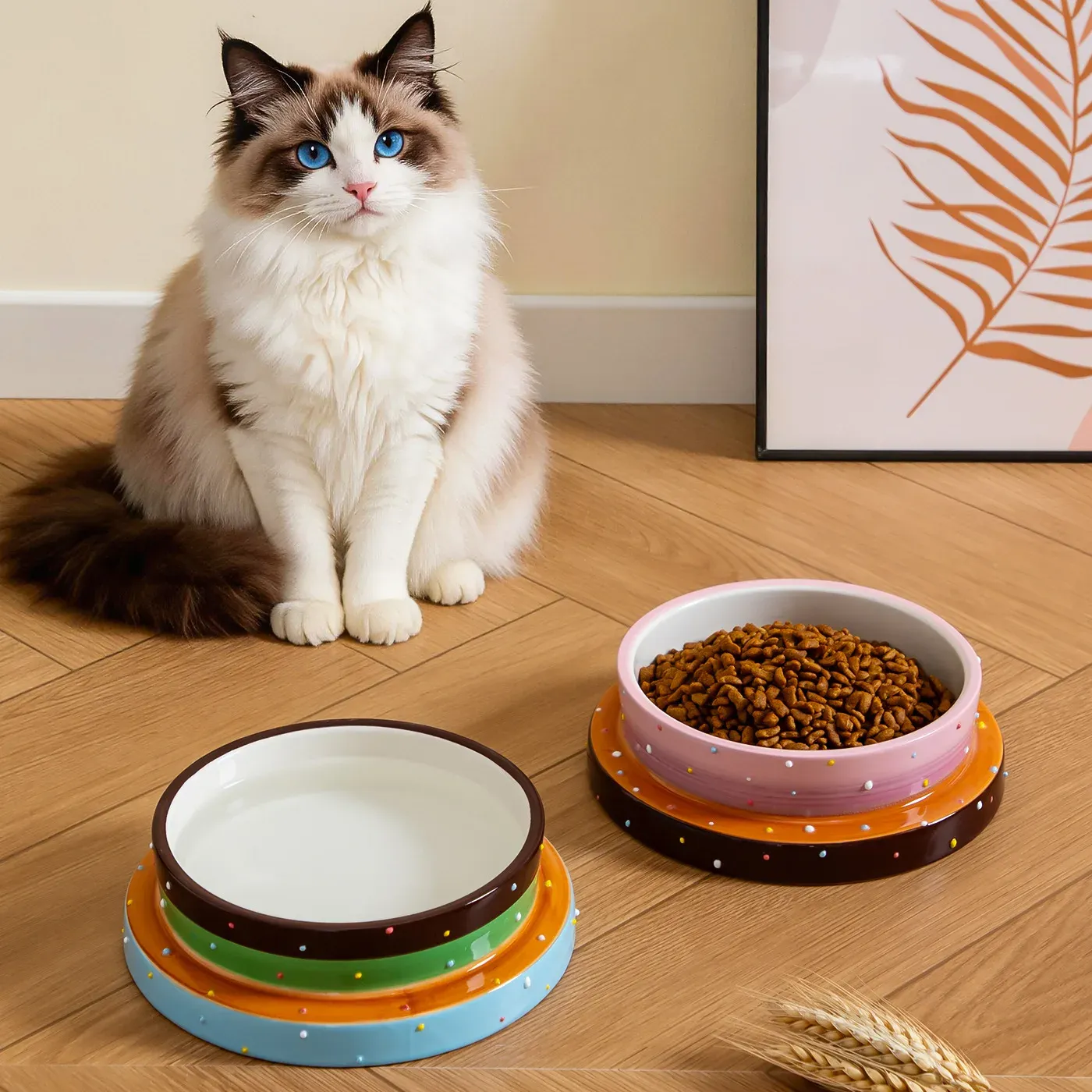 Rainbow-Ring Ceramic Pet Bowl wholesale from Lanshine Pet