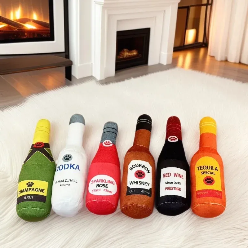 Wine Bottle Plush Dog Toys (6 Styles) wholesale from Lanshine Pet