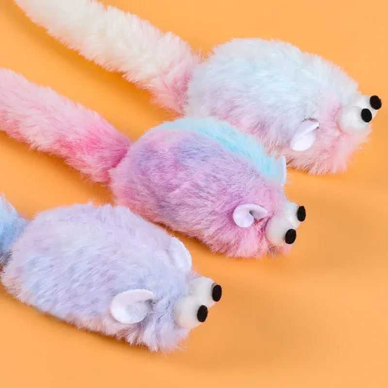 Rabbit-Fur Print Long-Tail Mouse Cat Toy - photo 1