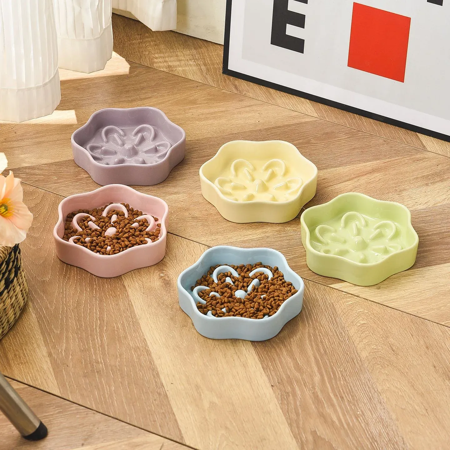 Flower Slow-Feeder Ceramic Bowl - photo 2