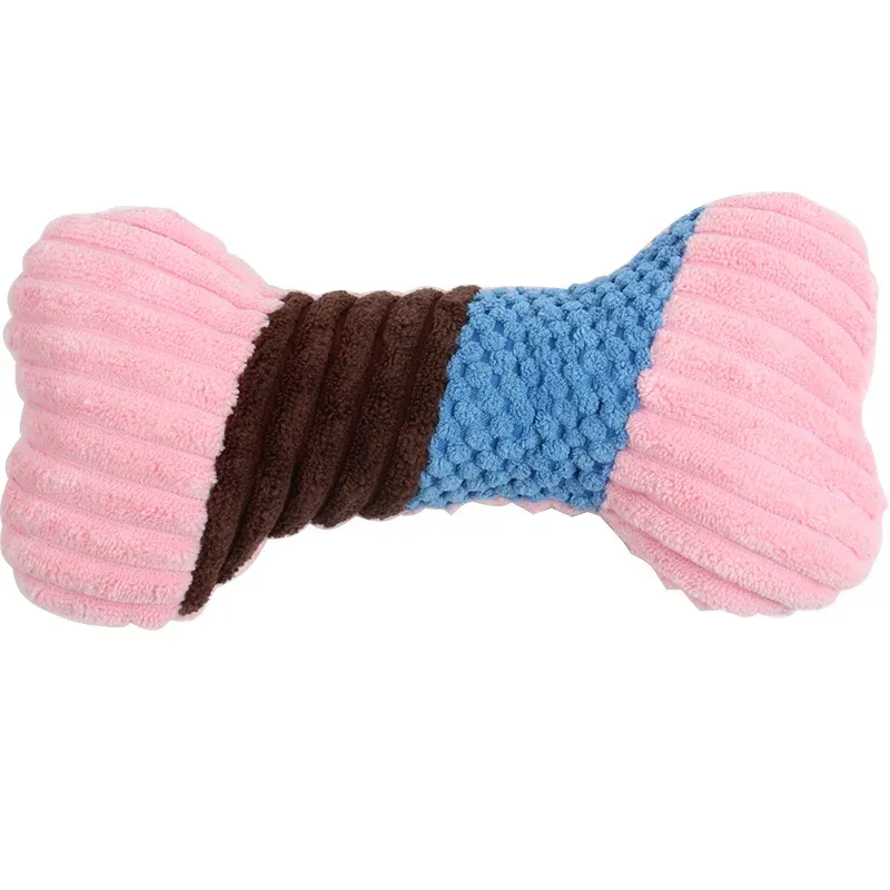 Corded Colorblock Bone Plush Dog Toy - photo 3