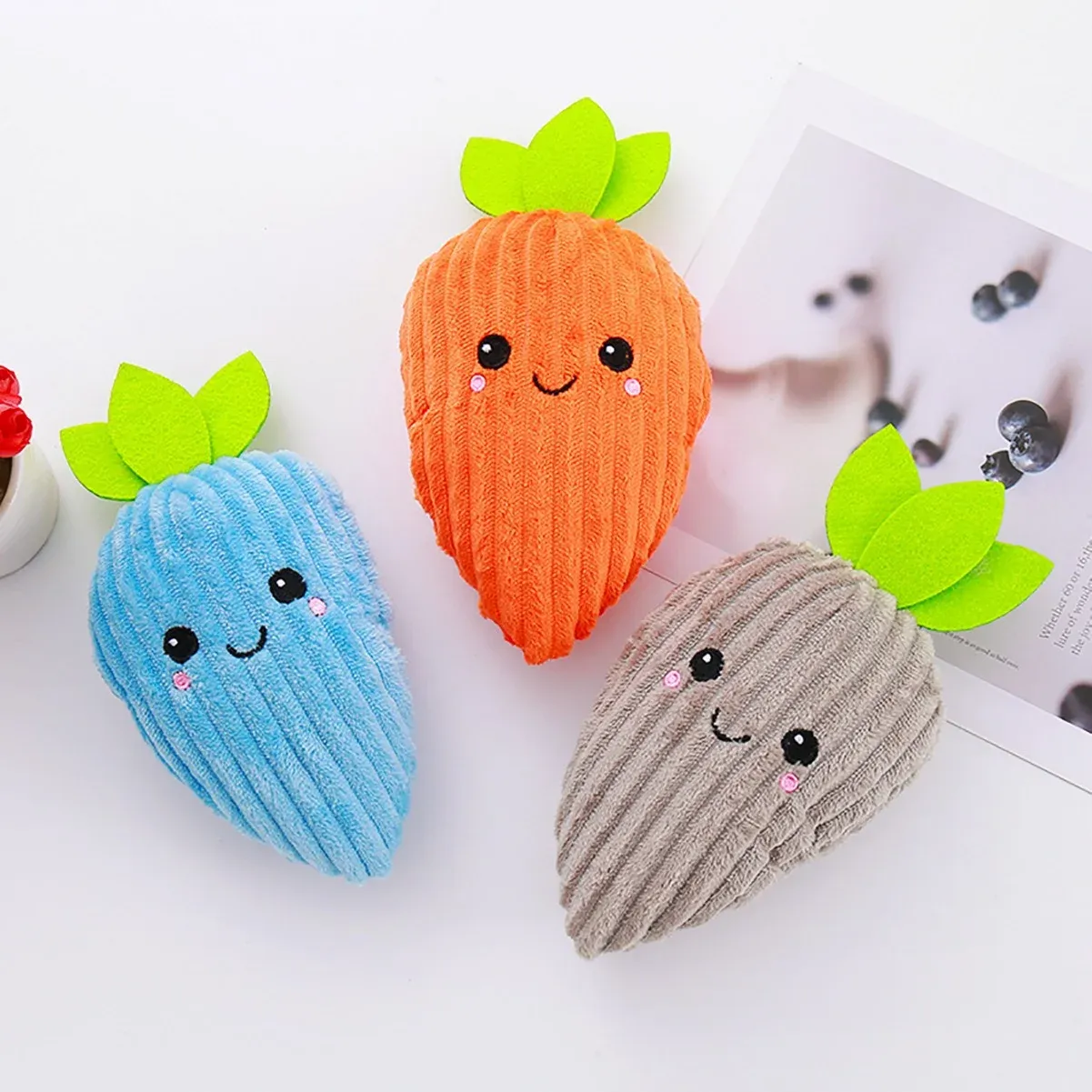 Striped Carrot Plush Dog Toy wholesale from Lanshine Pet