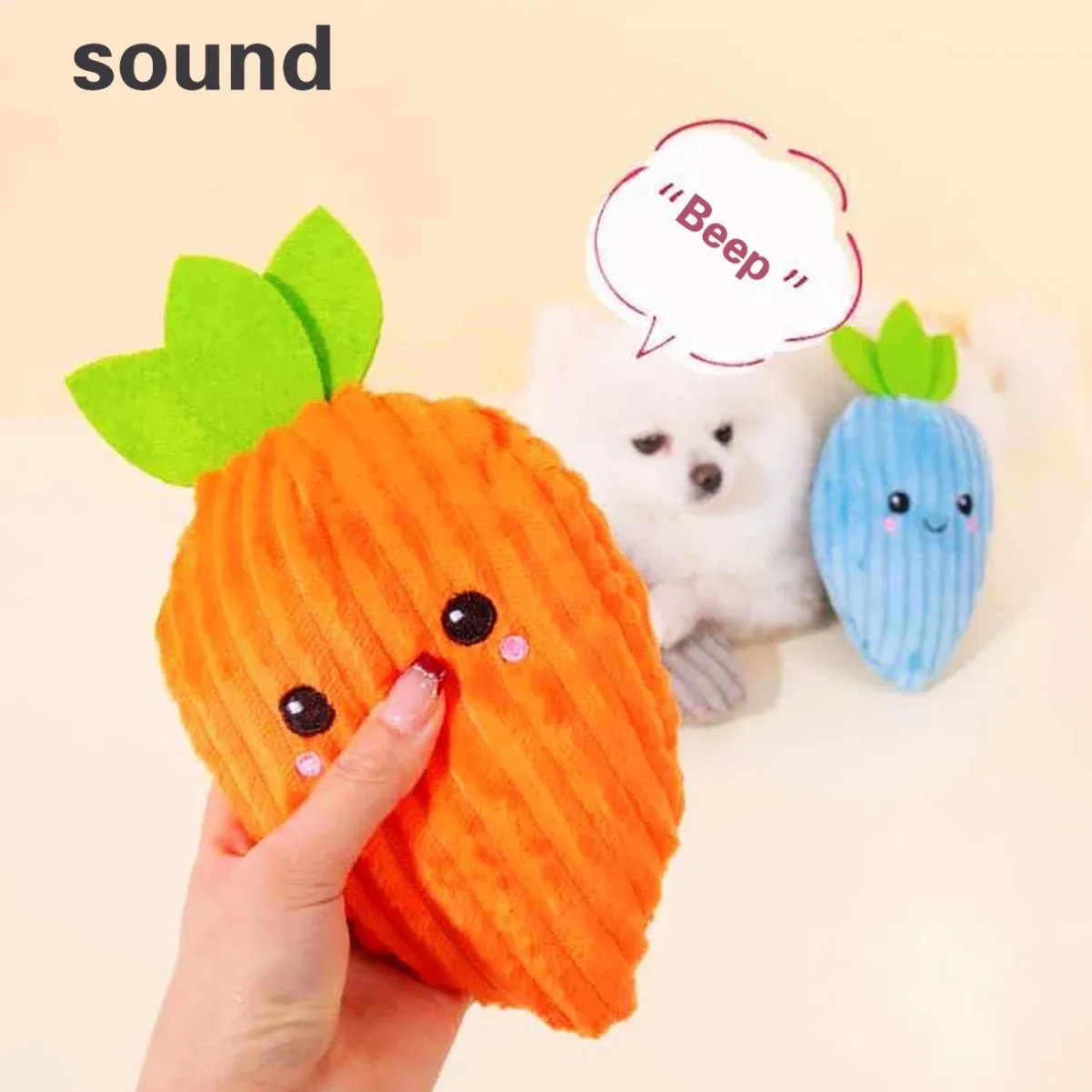 Striped Carrot Plush Dog Toy - photo 3