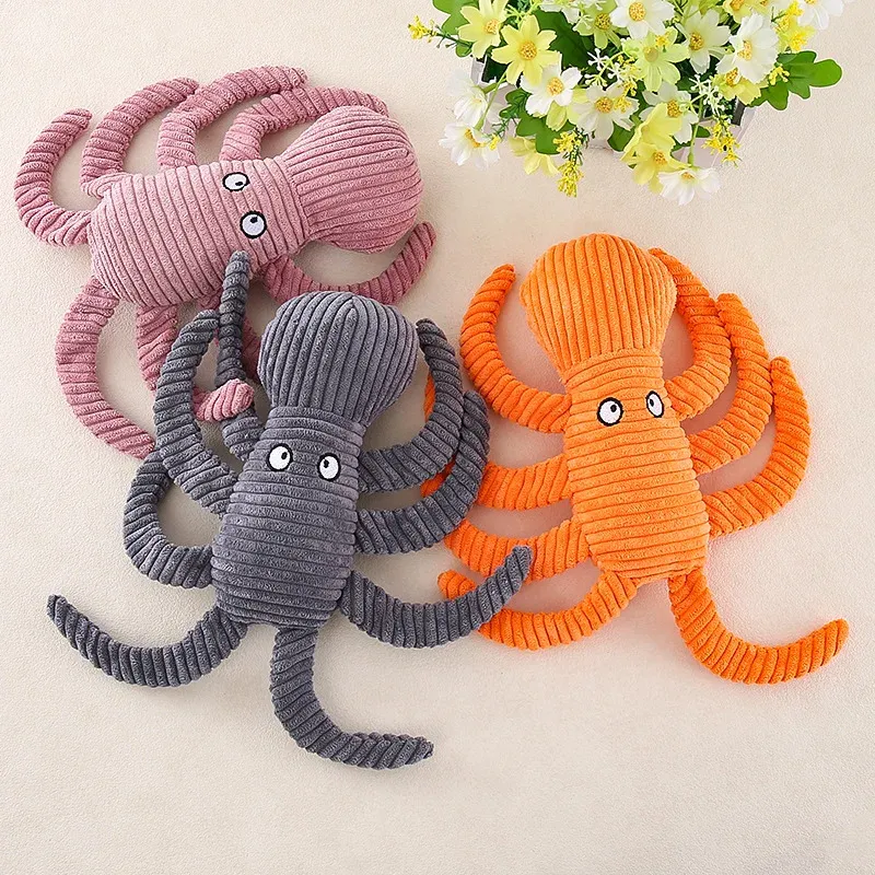 Striped Octopus Plush Dog Toy wholesale from Lanshine Pet