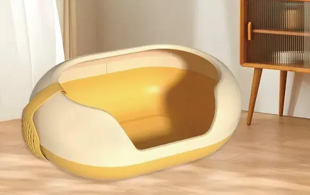 Oval Semi-Enclosed Litter Box – Stainless Steel - photo 4