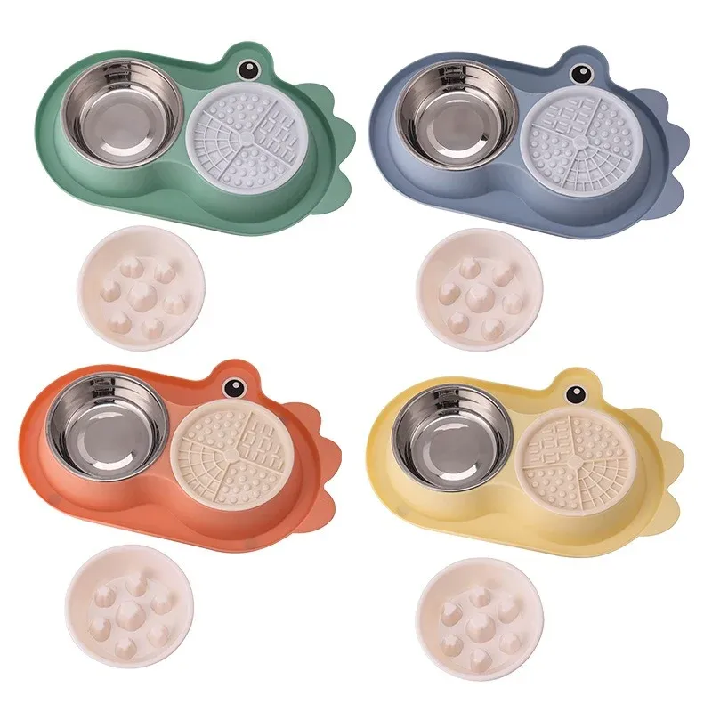 Dinosaur Stainless-Steel Double Bowl - dinosaur pet bowl wholesale from Lanshine Pet