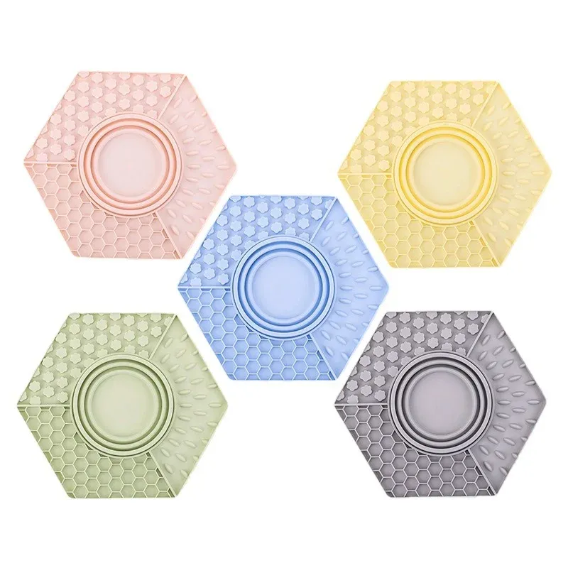 3-in-1 Hexagon Folding Slow Feeder Lick Mat - folding lick mat wholesale from Lanshine Pet