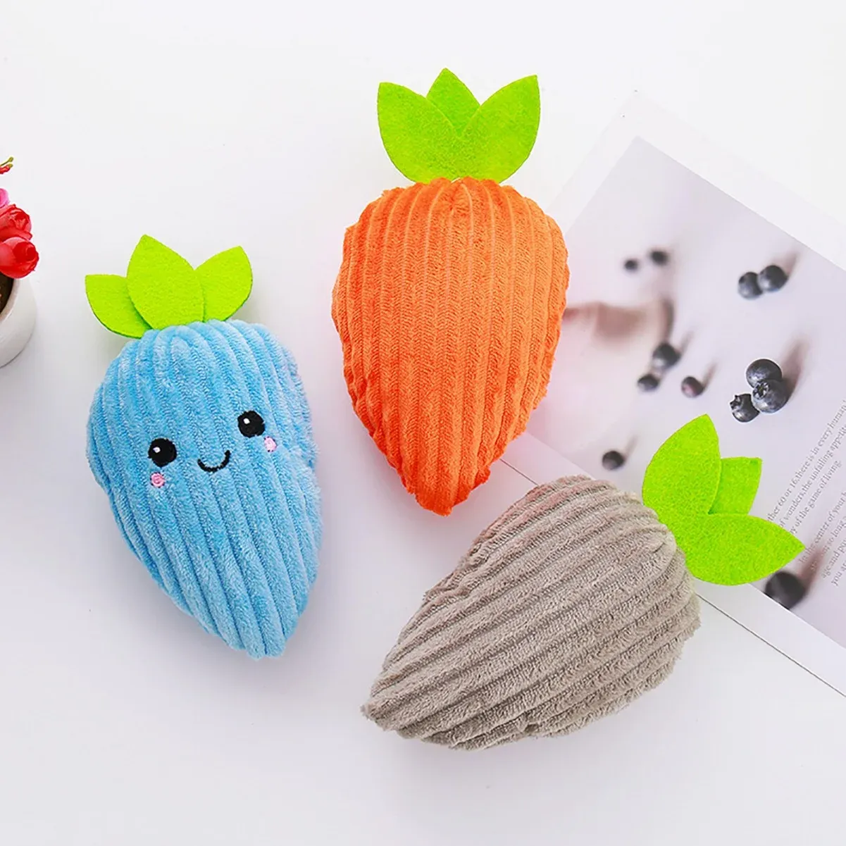 Striped Carrot Plush Dog Toy - photo 2