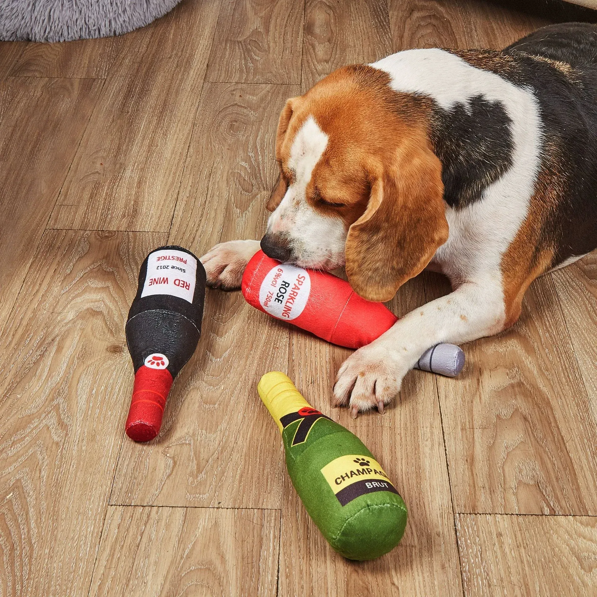 Wine Bottle Squeaky Plush Toys (3 Pack) - photo 2
