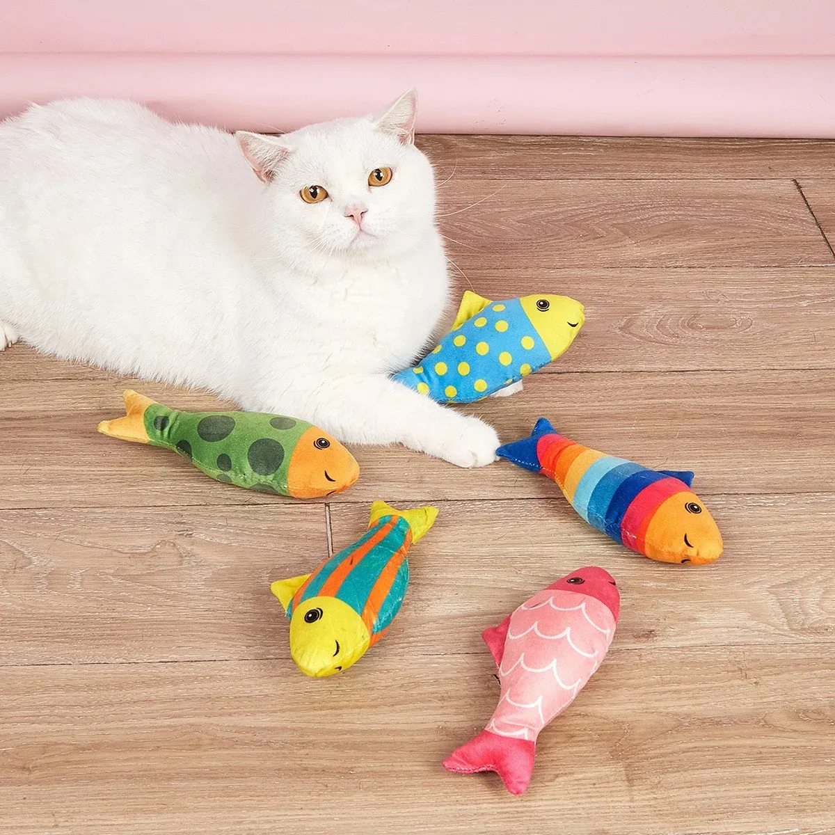 Printed Rainbow Fish Plush Dog Toy wholesale from Lanshine Pet